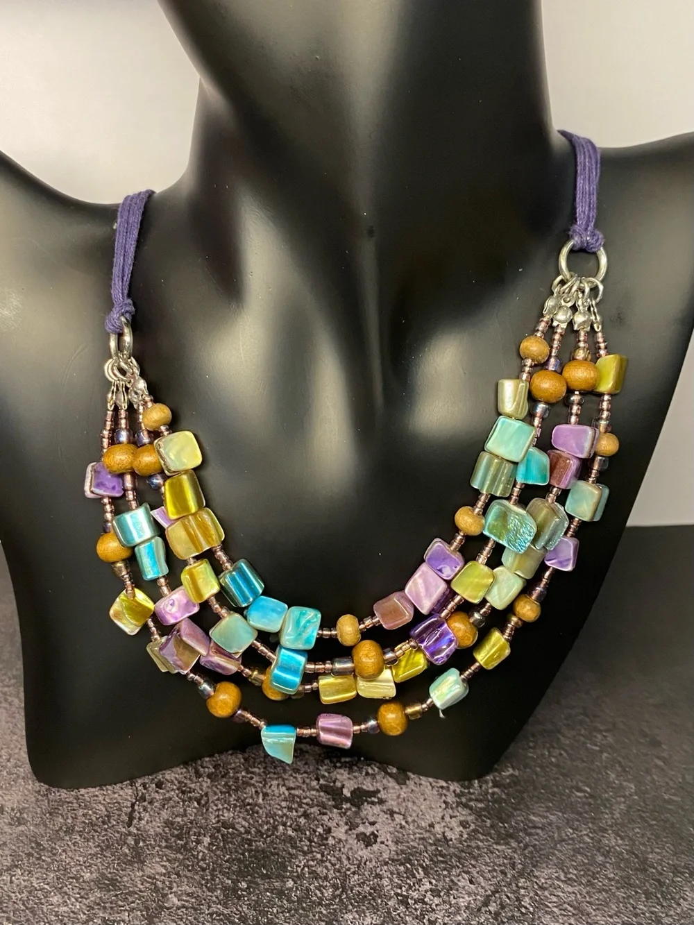 Boho Multicolor 3-piece Abalone Shell Bead Set: Necklace, Bracelet and Earrings